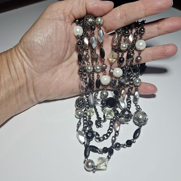 **Sale** Lia Sophia "Katie" Hematite Freshwater Pearl Multi-Strand Neck 22-25" - Picture 1 of 13